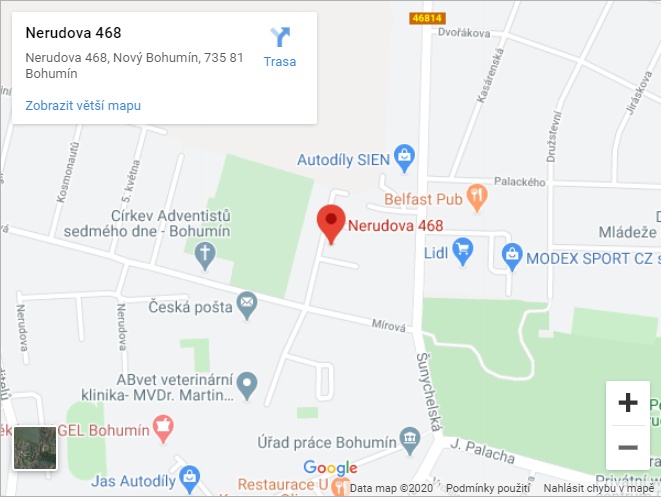 Mapa – Nerudova 468, Bohumín
